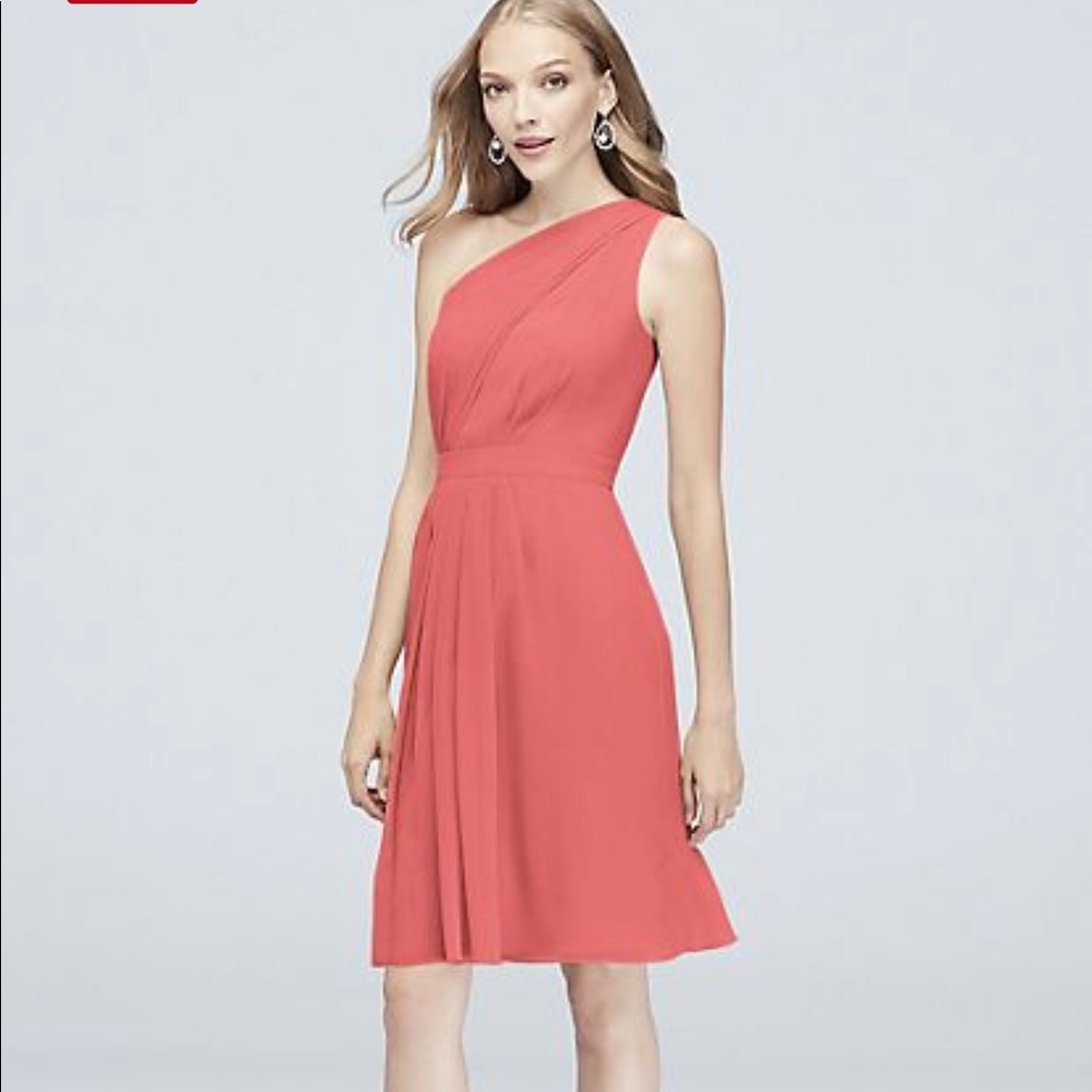 Coral Reef One Shoulder Bridesmaid Dress
